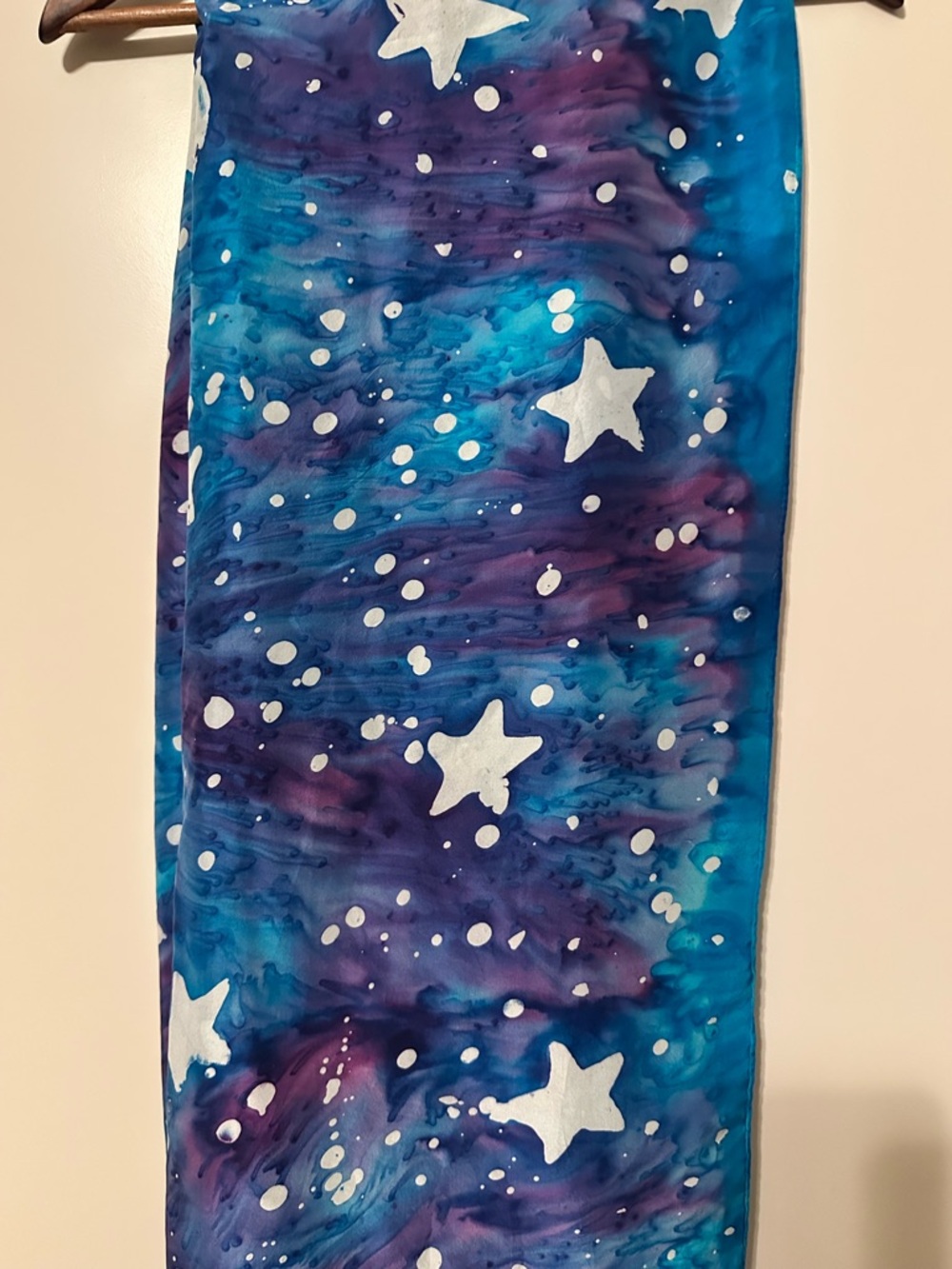 Vintage 1990’s Sedona Artisan Star Print Blue & Purple 100% Scarf or Wrap - Picture 2 of 3